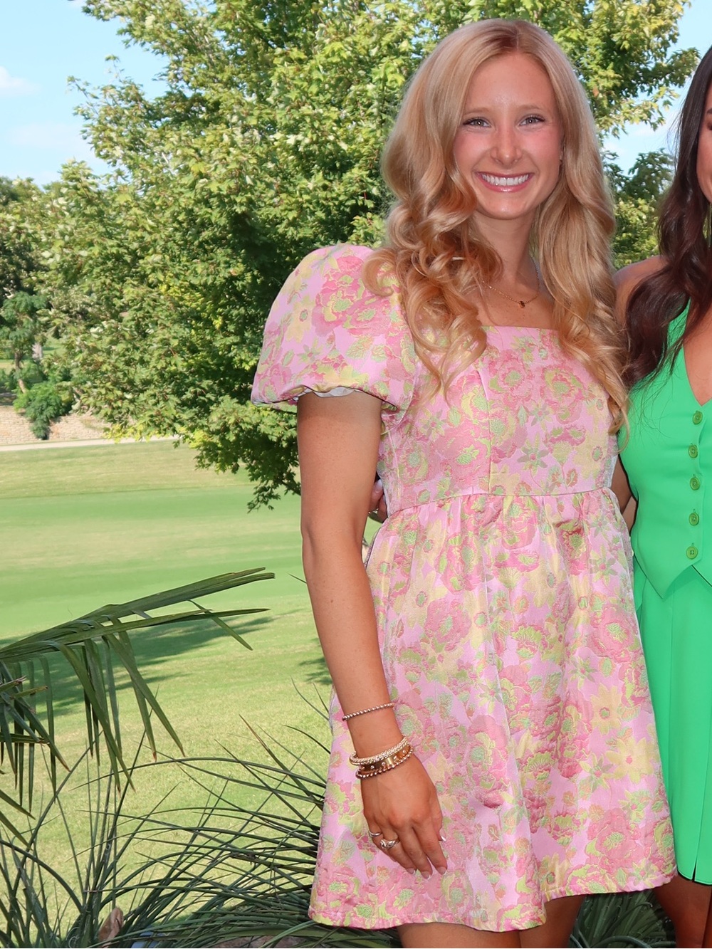 TCEC Floral Party Dress in Pink & Green Size Medium